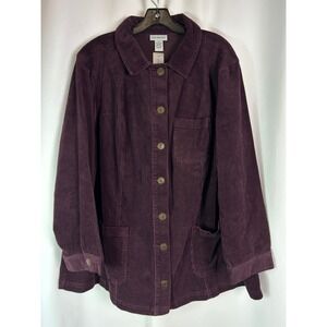 Catherines Plum Purple Corduroy Button Down Shacket Plus Size 2X NWT